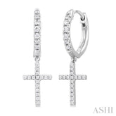 1/3 Ctw Petite Cross Round Cut Diamond Fashion Huggies in 10K White Gold