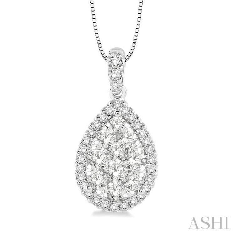 1/2 Ctw Pear Shape Diamond Lovebright Pendant in 14K White Gold with Chain 1/2 Ctw Pear Shape Diamond Lovebright Pendant in 14K White Gold with Chain