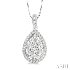 1/2 Ctw Pear Shape Diamond Lovebright Pendant in 14K White Gold with Chain 1/2 Ctw Pear Shape Diamond Lovebright Pendant in 14K White Gold with Chain