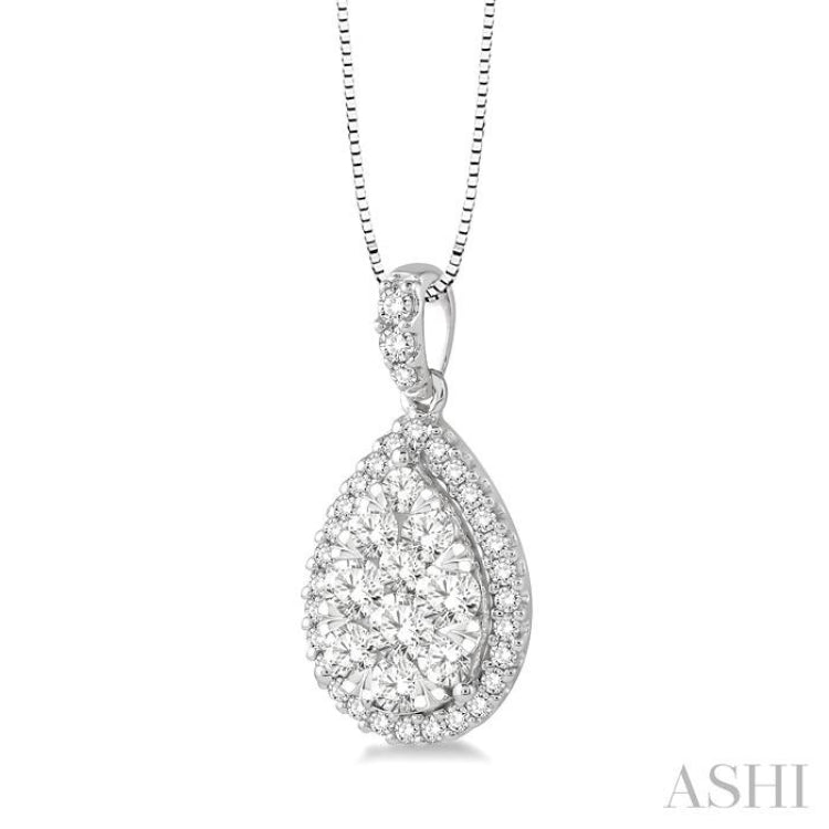 1/2 Ctw Pear Shape Diamond Lovebright Pendant in 14K White Gold with Chain 1/2 Ctw Pear Shape Diamond Lovebright Pendant in 14K White Gold with Chain