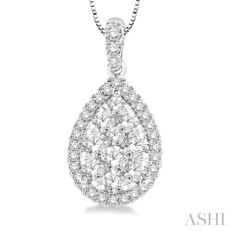 1/2 Ctw Pear Shape Diamond Lovebright Pendant in 14K White Gold with Chain 1/2 Ctw Pear Shape Diamond Lovebright Pendant in 14K White Gold with Chain