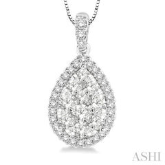 1/2 Ctw Pear Shape Diamond Lovebright Pendant in 14K White Gold with Chain 1/2 Ctw Pear Shape Diamond Lovebright Pendant in 14K White Gold with Chain