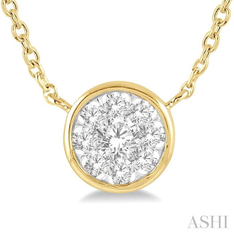 1/6 Ctw Round Shape Lovebright Diamond Pendant With Chain in 14K Yellow and White Gold 1/6 Ctw Round Shape Lovebright Diamond Pendant With Chain in 14K Yellow and White Gold