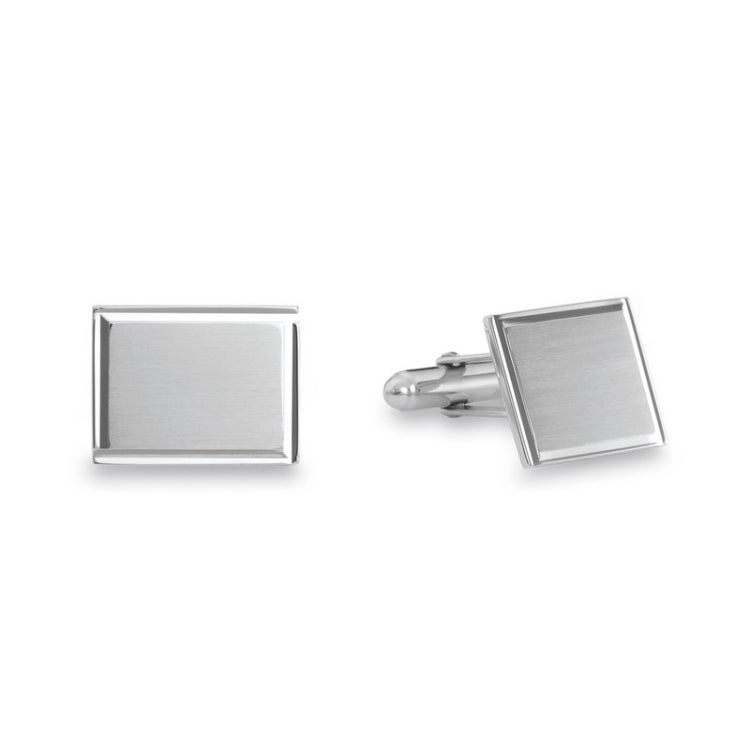 Sterling Silver Rectangle Diamond-Cut Cufflinks Sterling Silver Rectangle Diamond-Cut Cufflinks