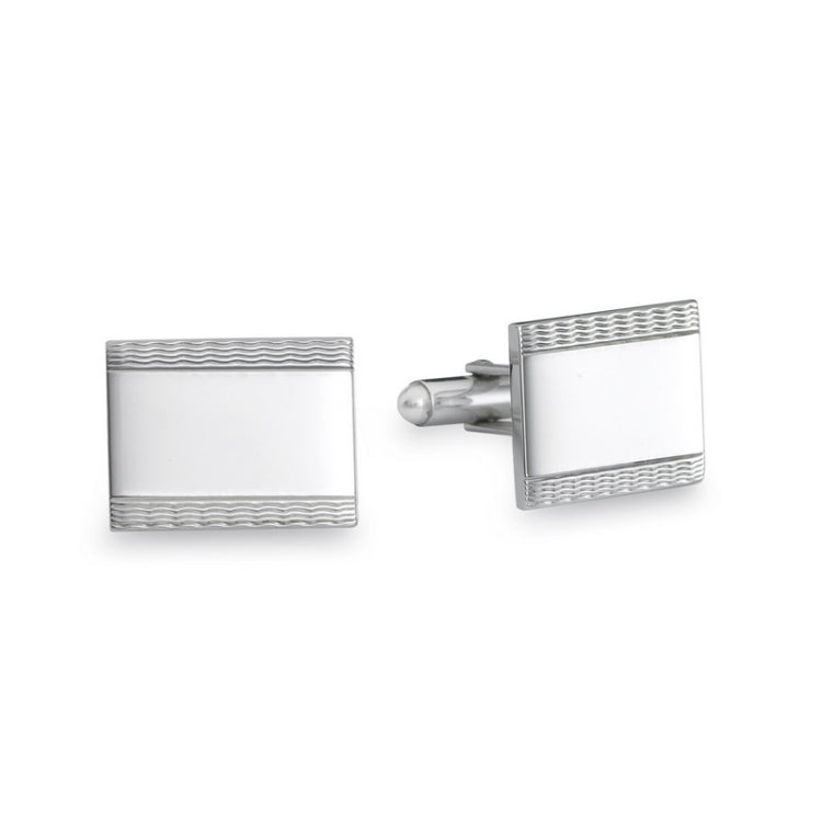 Sterling Silver Rectangle Engine-Turned Cufflinks Sterling Silver Rectangle Engine-Turned Cufflinks