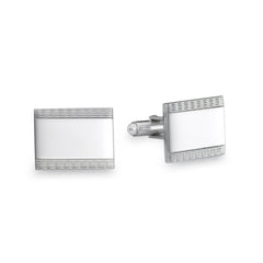 Sterling Silver Rectangle Engine-Turned Cufflinks Sterling Silver Rectangle Engine-Turned Cufflinks