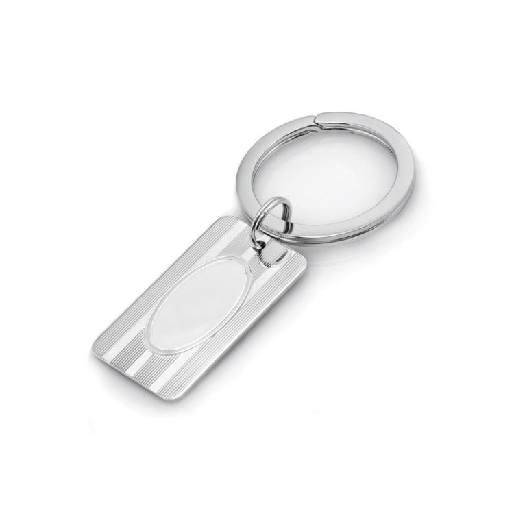 Sterling Silver Rectangle Engine-Turned Key Ring Sterling Silver Rectangle Engine-Turned Key Ring