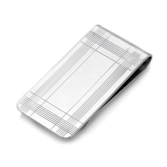 1 Sterling Silver Plaid Engine-Turned Polished Brite Money Clip 1 Sterling Silver Plaid Engine-Turned Polished Brite Money Clip
