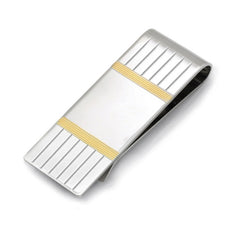 3/4 Sterling Silver Engraved Money Clip W/Gold Accents 3/4 Sterling Silver Engraved Money Clip W/Gold Accents