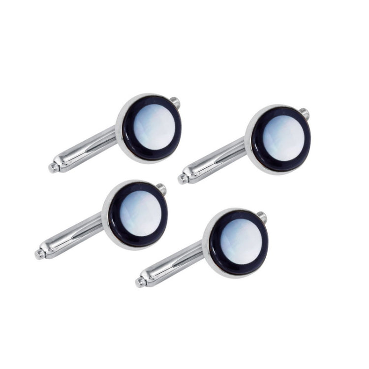 4-pc Sterling Silver MOP Stud Set W/Onyx Trim 4-pc Sterling Silver MOP Stud Set W/Onyx Trim