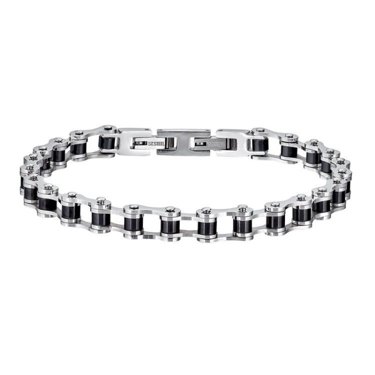 Black And Silver Stainless Steel Biker Chain Bracelet Black And Silver Stainless Steel Biker Chain Bracelet