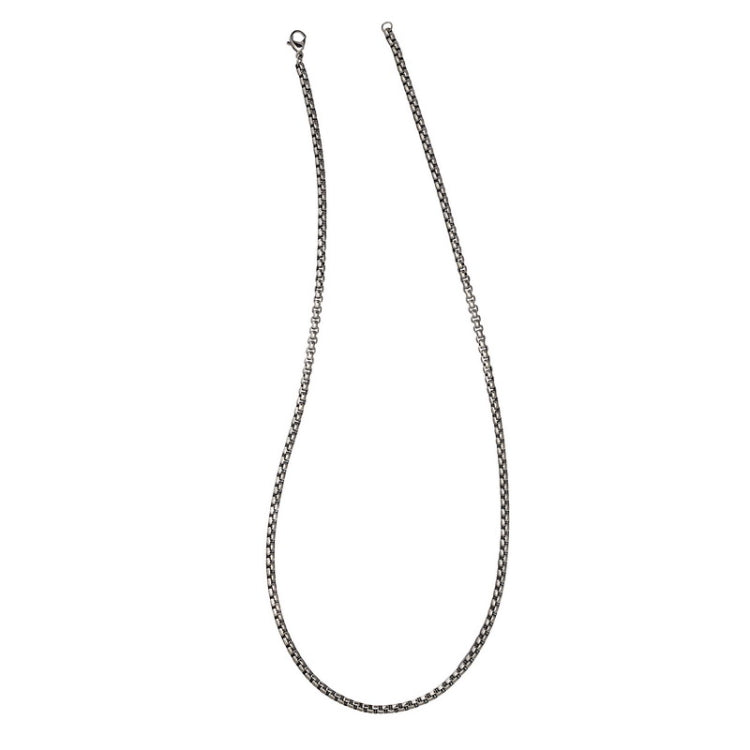 24 Stainless Steel Gun Metal IP Plated 3mm Rounded Box Chain 24 Stainless Steel Gun Metal IP Plated 3mm Rounded Box Chain