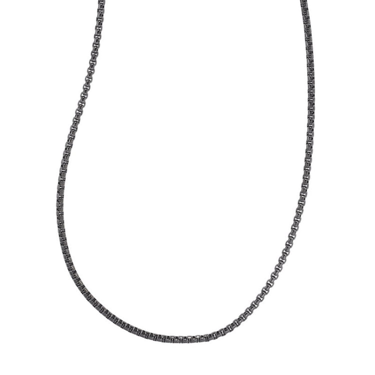 24 Stainless Steel Gun Metal IP Plated 2.5mm Rounded Box Chain 24 Stainless Steel Gun Metal IP Plated 2.5mm Rounded Box Chain