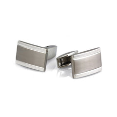 Stainless Steel Cufflinks W/Satined Center & Polish Edges Stainless Steel Cufflinks W/Satined Center & Polish Edges