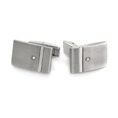 Stainless Steel Satined Cufflinks w/Polished Stripe & .01 pt CTTW Diamond Stainless Steel Satined Cufflinks w/Polished Stripe & .01 pt CTTW Diamond