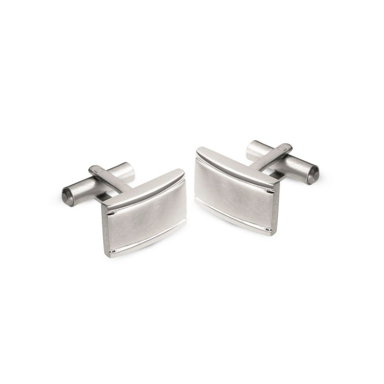 Stainless Steel Cuff Links with Lined Edge Stainless Steel Cuff Links with Lined Edge