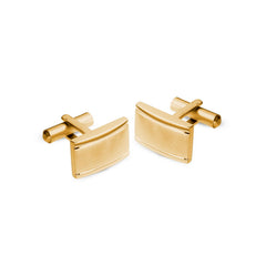 Gold Finish Stainless Steel Cuff Links with Lined Edge Gold Finish Stainless Steel Cuff Links with Lined Edge