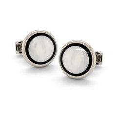 Stainless Steel 15mm Onyx & MOP Cufflinks Stainless Steel 15mm Onyx & MOP Cufflinks