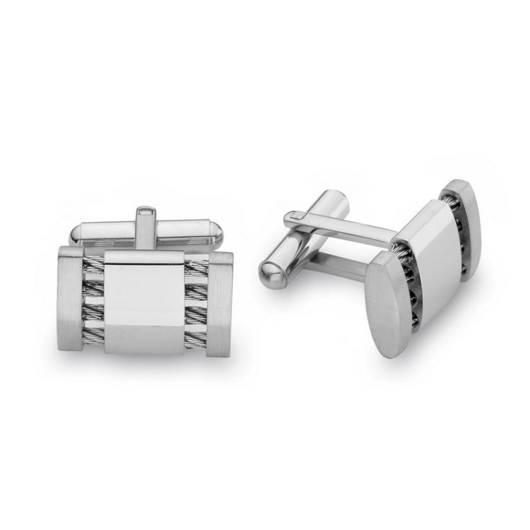 Stainless Steel Pierced Cable Cufflinks Stainless Steel Pierced Cable Cufflinks