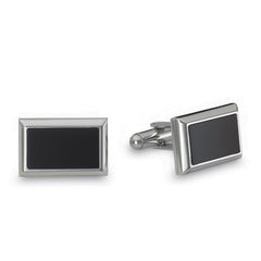 Stainless Steel Rectangle Polished Black Epoxy Cufflinks Stainless Steel Rectangle Polished Black Epoxy Cufflinks