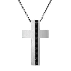 Stainless Steel Carbon Fiber Cross on 24 Chain Stainless Steel Carbon Fiber Cross on 24 Chain