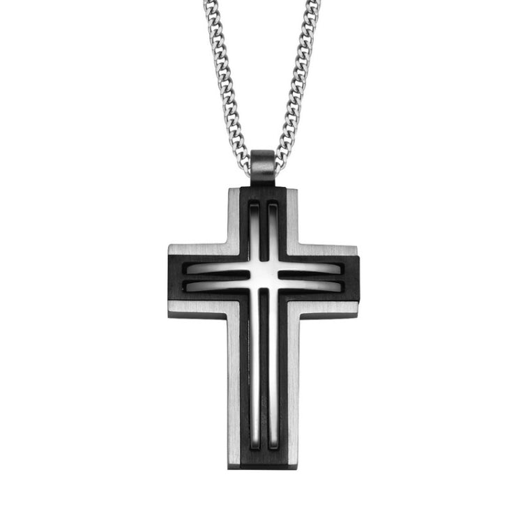 Stainless Steel & Black Cross on 24 Chain Stainless Steel & Black Cross on 24 Chain
