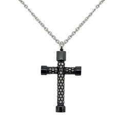 Stainless Steel Small Black Embossed Cross 20 Chain Stainless Steel Small Black Embossed Cross 20 Chain