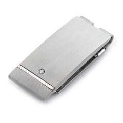 Stainless Steel Satined Money Clip W/Polished Stripe & .005pt Diamond Stainless Steel Satined Money Clip W/Polished Stripe & .005pt Diamond