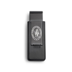 Black Stainless Steel PVD Finish Flip Money Clip w/St. Christopher Black Stainless Steel PVD Finish Flip Money Clip w/St. Christopher