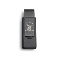 Black Stainless Steel PVD Finish Flip Money Clip w/St. Michael Black Stainless Steel PVD Finish Flip Money Clip w/St. Michael