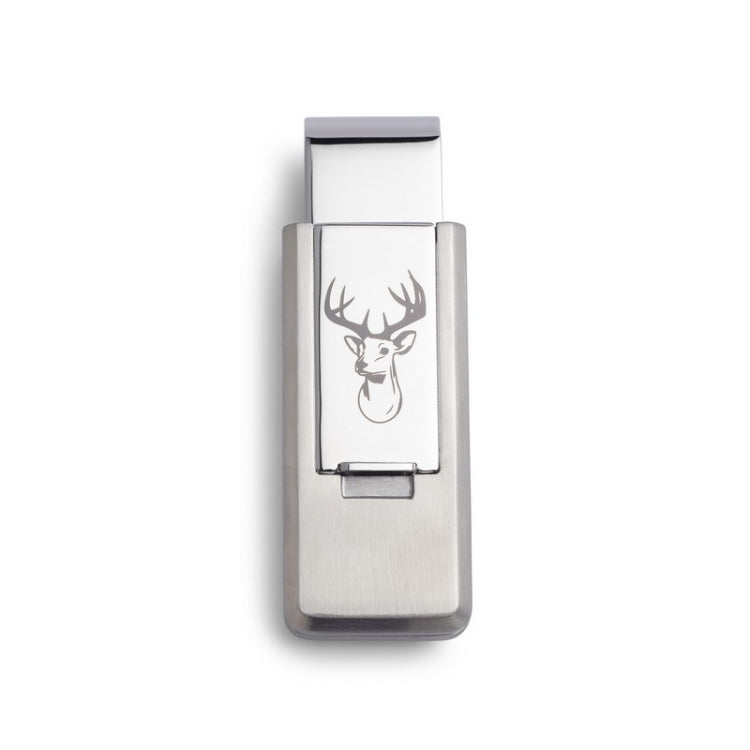 Stainless Steel PVD Finish Flip Money Clip w/Deer Head Stainless Steel PVD Finish Flip Money Clip w/Deer Head