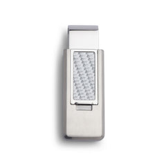 Stainless Steel PVD Finish Flip Money Clip w/White Carbon Fiber Stainless Steel PVD Finish Flip Money Clip w/White Carbon Fiber
