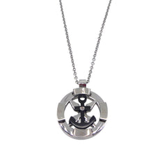 Stainless Steel Nautical Compass and Black Anchor W/ Simulated Diamond in Center on 20 Chain Stainless Steel Nautical Compass and Black Anchor W/ Simulated Diamond in Center on 20 Chain