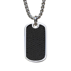 Stainless Steel Simulated Black Diamond Dog Tag on 22 2.5mm Stainless Steel Gun Metal Finish Rounded Box Link Chain Stainless Steel Simulated Black Diamond Dog Tag on 22 2.5mm Stainless Steel Gun Metal Finish Rounded Box Link Chain