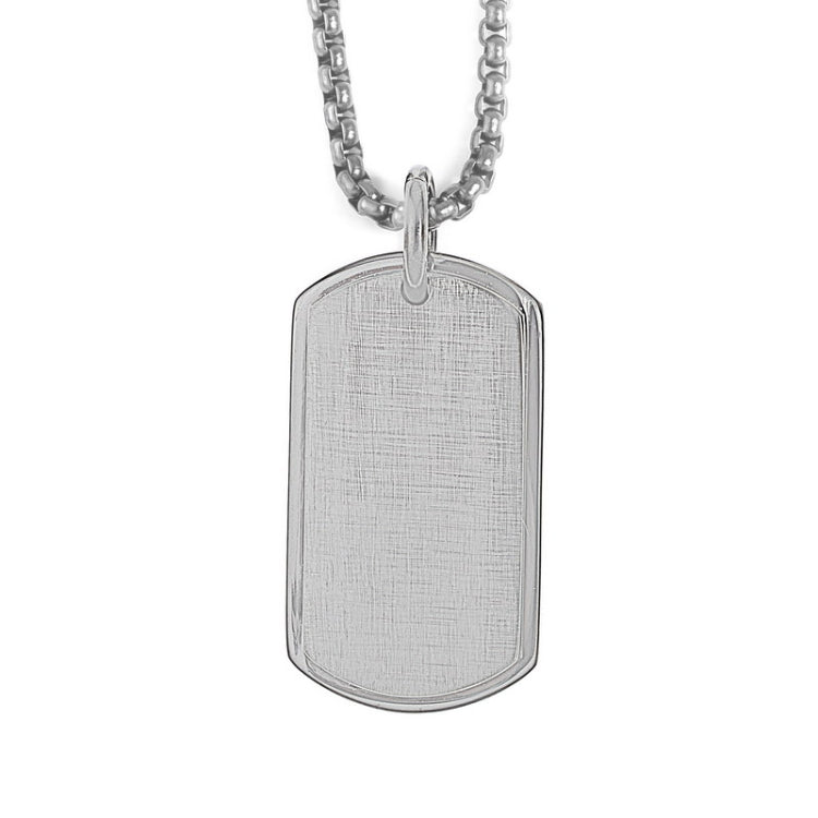 Stainless Steel Satined Finished Dog Tag on 22 2.5mm Rounded Box Chain Stainless Steel Satined Finished Dog Tag on 22 2.5mm Rounded Box Chain