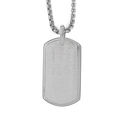 Stainless Steel Satined Finished Dog Tag on 22 2.5mm Rounded Box Chain Stainless Steel Satined Finished Dog Tag on 22 2.5mm Rounded Box Chain