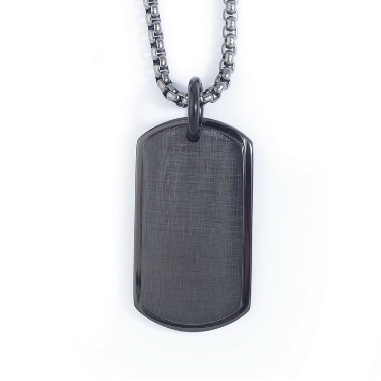 Black Stainless Steel Satined Finished Dog Tag on 22 2.5mm Gun Metal Finish Rounded Box Chain Black Stainless Steel Satined Finished Dog Tag on 22 2.5mm Gun Metal Finish Rounded Box Chain