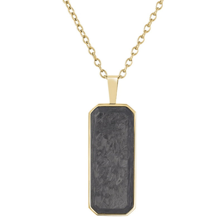 Gold IP Finish Stainless Steel Forged Carbon Dog Tag on 20 -22  Adjustable Rounded Box Chain Gold IP Finish Stainless Steel Forged Carbon Dog Tag on 20 -22  Adjustable Rounded Box Chain