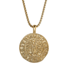 Gold IP Finish Stainless Steel Coin Necklace on 20 Rounded Box Chain Chain Gold IP Finish Stainless Steel Coin Necklace on 20 Rounded Box Chain Chain