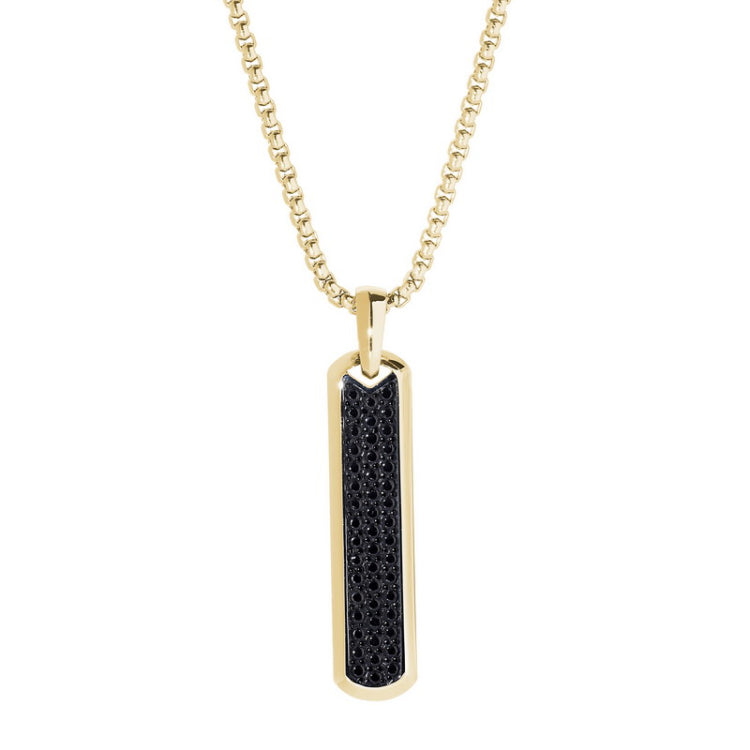Gold IP Finish Stainless Steel Long Thin Rectangular Necklace on 20 Rouned Box Chain Gold IP Finish Stainless Steel Long Thin Rectangular Necklace on 20 Rouned Box Chain