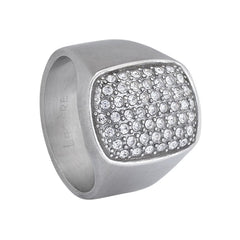 Stainless Steel Pave Ring with Simulated Diamonds Stainless Steel Pave Ring with Simulated Diamonds