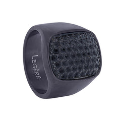 Gun Metal Finish Stainless Steel Pave Ring with Simulated Black Diamonds Gun Metal Finish Stainless Steel Pave Ring with Simulated Black Diamonds