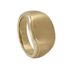 Gold IP Finish Stainless Steel Signet Ring  with Gold IP Matte Finish Gold IP Finish Stainless Steel Signet Ring  with Gold IP Matte Finish