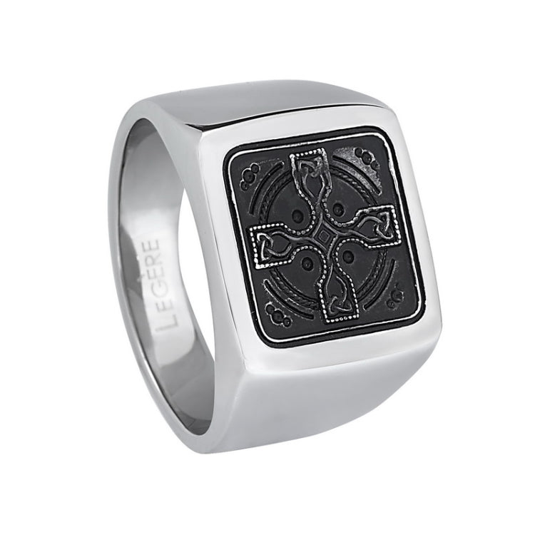 Stainless Steel Black Antique Finish Ring  with Cross Design Stainless Steel Black Antique Finish Ring  with Cross Design
