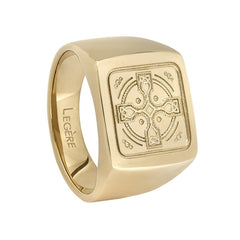 Gold IP Finish Stainless Steel Ring  with Cross Design Gold IP Finish Stainless Steel Ring  with Cross Design