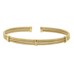 Gold Vermeil Sterling Silver 3 Cable 3 Bar Cuff Bracelet Gold Vermeil Sterling Silver 3 Cable 3 Bar Cuff Bracelet