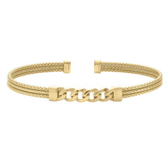 Gold Vermeil Sterling Silver 3 Cable Curb Link Cuff Bracelet Gold Vermeil Sterling Silver 3 Cable Curb Link Cuff Bracelet