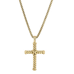 Gold Vermeil Twisted Sterling Silver Cross with Criss Cross Center on 20 Rounded Box Chain Gold Vermeil Twisted Sterling Silver Cross with Criss Cross Center on 20 Rounded Box Chain
