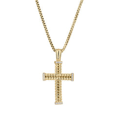 Gold Vermeil Sterling Silver Braided Cross with Simulated Diamonds on all 4 Ends of Cross on 20 Rounded Box Chain Gold Vermeil Sterling Silver Braided Cross with Simulated Diamonds on all 4 Ends of Cross on 20 Rounded Box Chain
