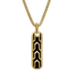 Gold Vermeil Sterling Silver Long Rectangular Neckace with Black Polished Celtic Pattern on 20 Rounded Box Link Chain Gold Vermeil Sterling Silver Long Rectangular Neckace with Black Polished Celtic Pattern on 20 Rounded Box Link Chain